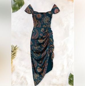 Averie Halley Limited Edition Collection Ruched Midi Floral Chiffon Size‎ S NWT